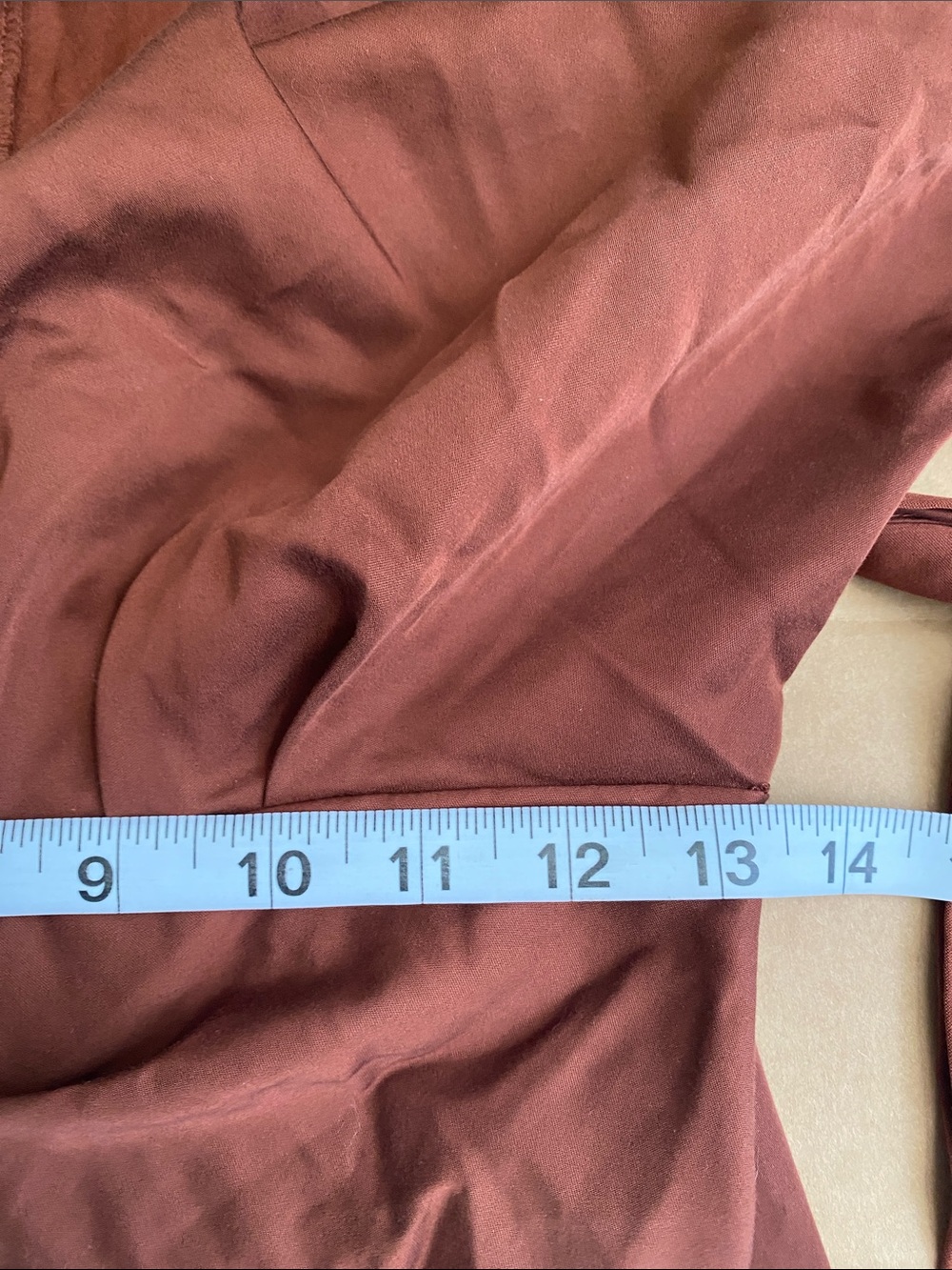 Antonio Melani Roxanne Button-Front Shirt Midi Dress in Brown Rust Waist Tie 2 - Picture 10 of 11
